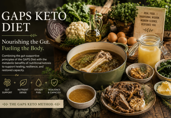 GAPS Keto Diet with homemade broth, slow-cooked meat and nutrient-dense whole foods